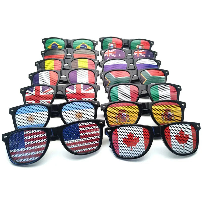 Lunettes de Soleil Unisexes avec Drapeaux Coupe du Monde – Accessoire Festif et Sportif