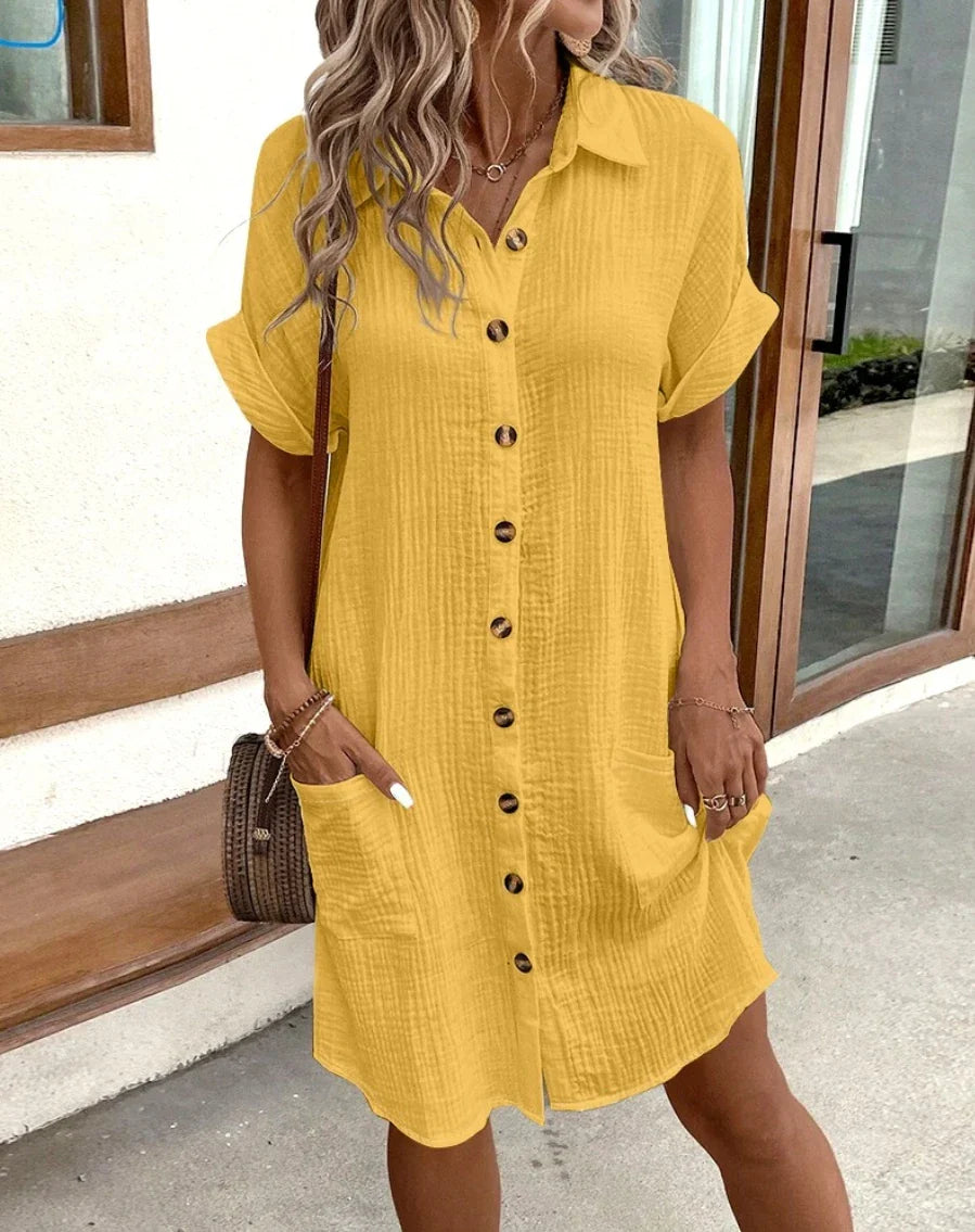 Vestido de gasa de algodón vintage para mujer