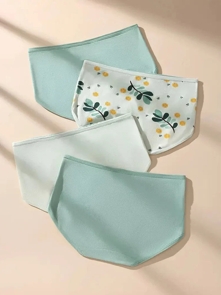 Pack de 4 Braguitas de Mujer de Talle Alto — algodón, transpirables, estampadas