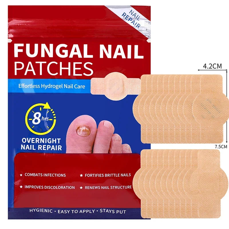 42 Patchs Hydrogel Réparateurs Anti-Mycose Ongles — Imperméable