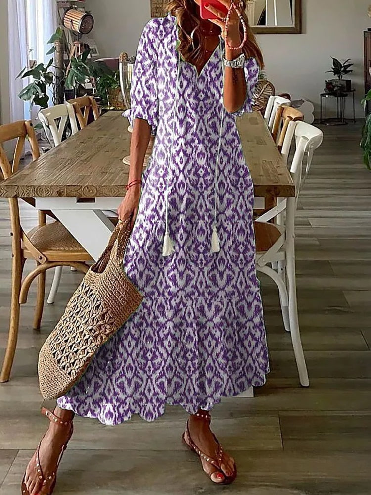 Women's Floral Print Long Summer Dress