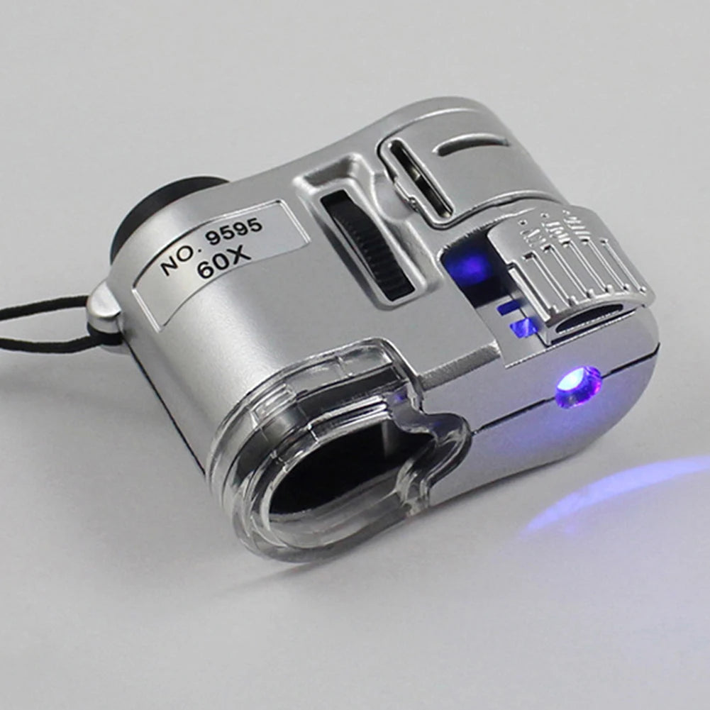 Lupa de Bolsillo 60X con LED – Mini Microscopio Portátil para Joyas, Divisas e Inspección de Precisión