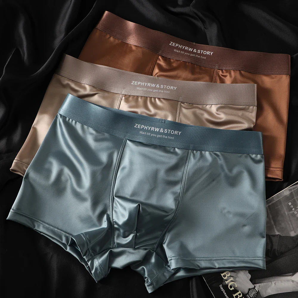 Lot de 3 Boxers en Soie glacée Doux & Respirants