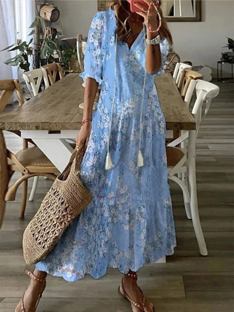 Women's Floral Print Long Summer Dress