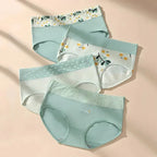 Pack de 4 Braguitas de Mujer de Talle Alto — algodón, transpirables, estampadas