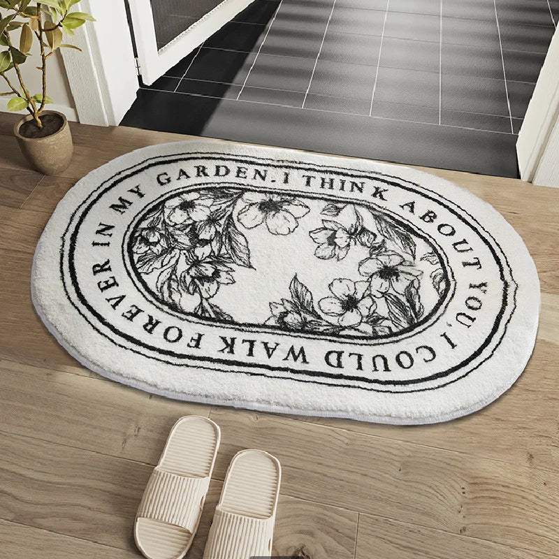 Tapis de Bain Antidérapant Minimaliste Noir & Blanc