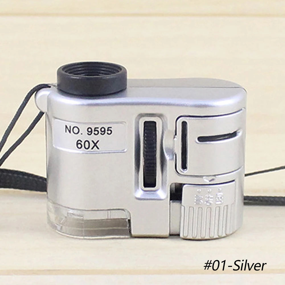 Lupa de Bolsillo 60X con LED – Mini Microscopio Portátil para Joyas, Divisas e Inspección de Precisión