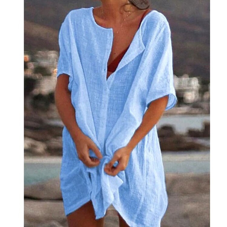 Robe chemise ample et longue - Lin et coton
