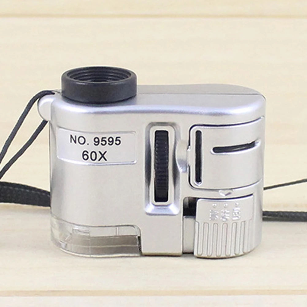 Lupa de Bolsillo 60X con LED – Mini Microscopio Portátil para Joyas, Divisas e Inspección de Precisión