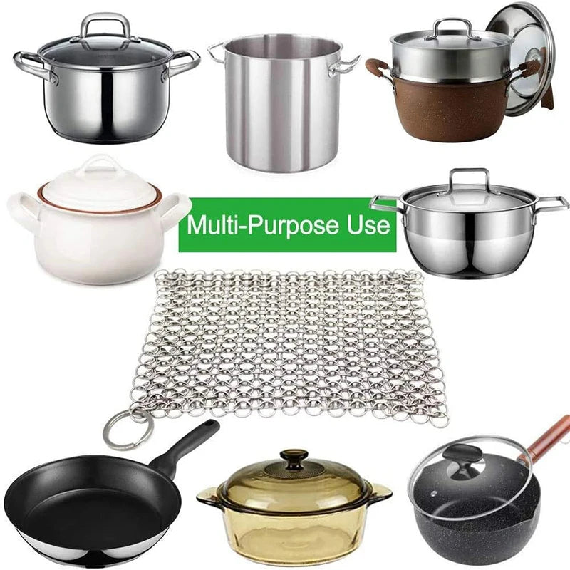 Chaîne de Nettoyage Multifonctions en Acier Inoxydable 10/15/20cm - Pour Vaisselle, Poêles, Woks et Casseroles
