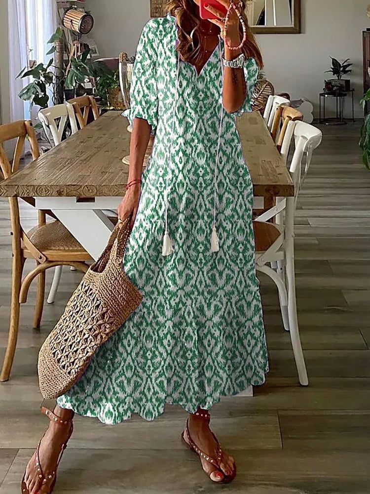 Women's Floral Print Long Summer Dress