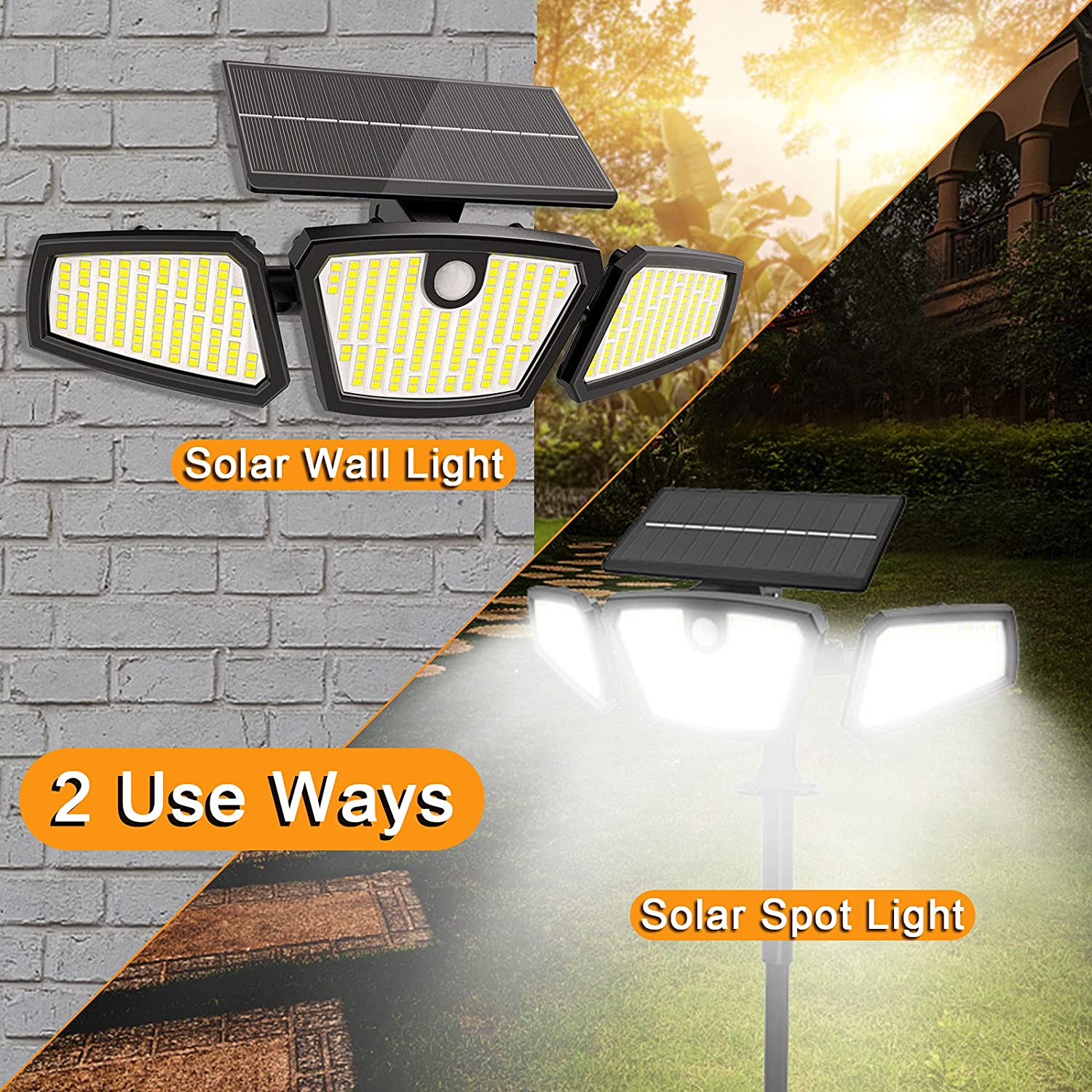 Lampe LED solaire jardin 2en1