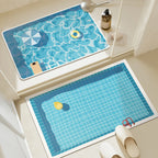 Tapis de bain antidérapant séchage rapide - motif piscine