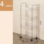 Desserte Organisatrice à Roulettes en ABS Strié - 3/4 Niveaux