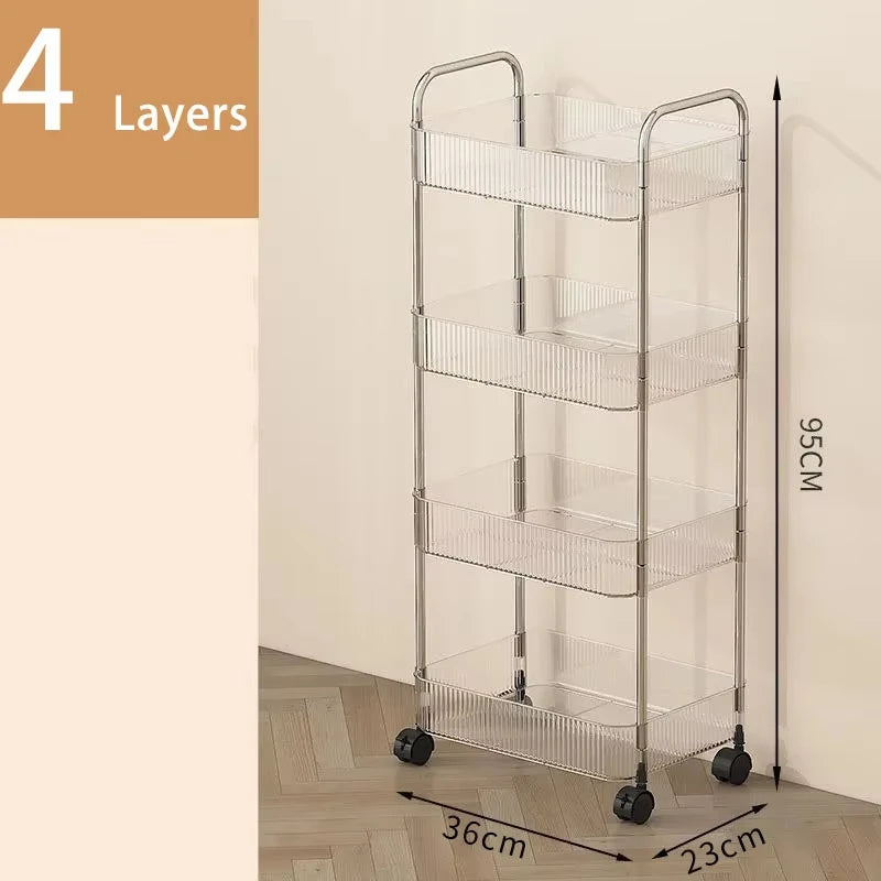 Desserte Organisatrice à Roulettes en ABS Strié - 3/4 Niveaux
