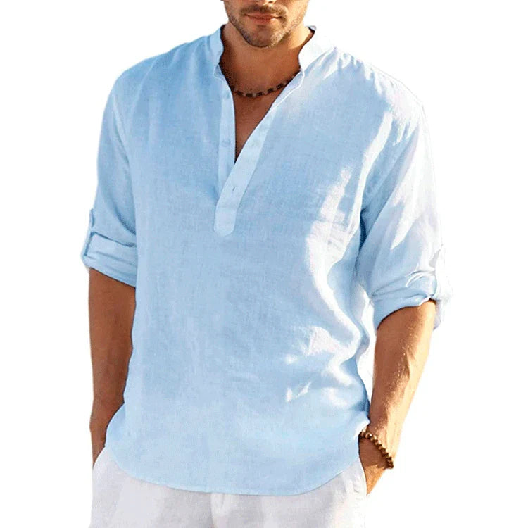 Chemise en Lin et Coton manches retroussées