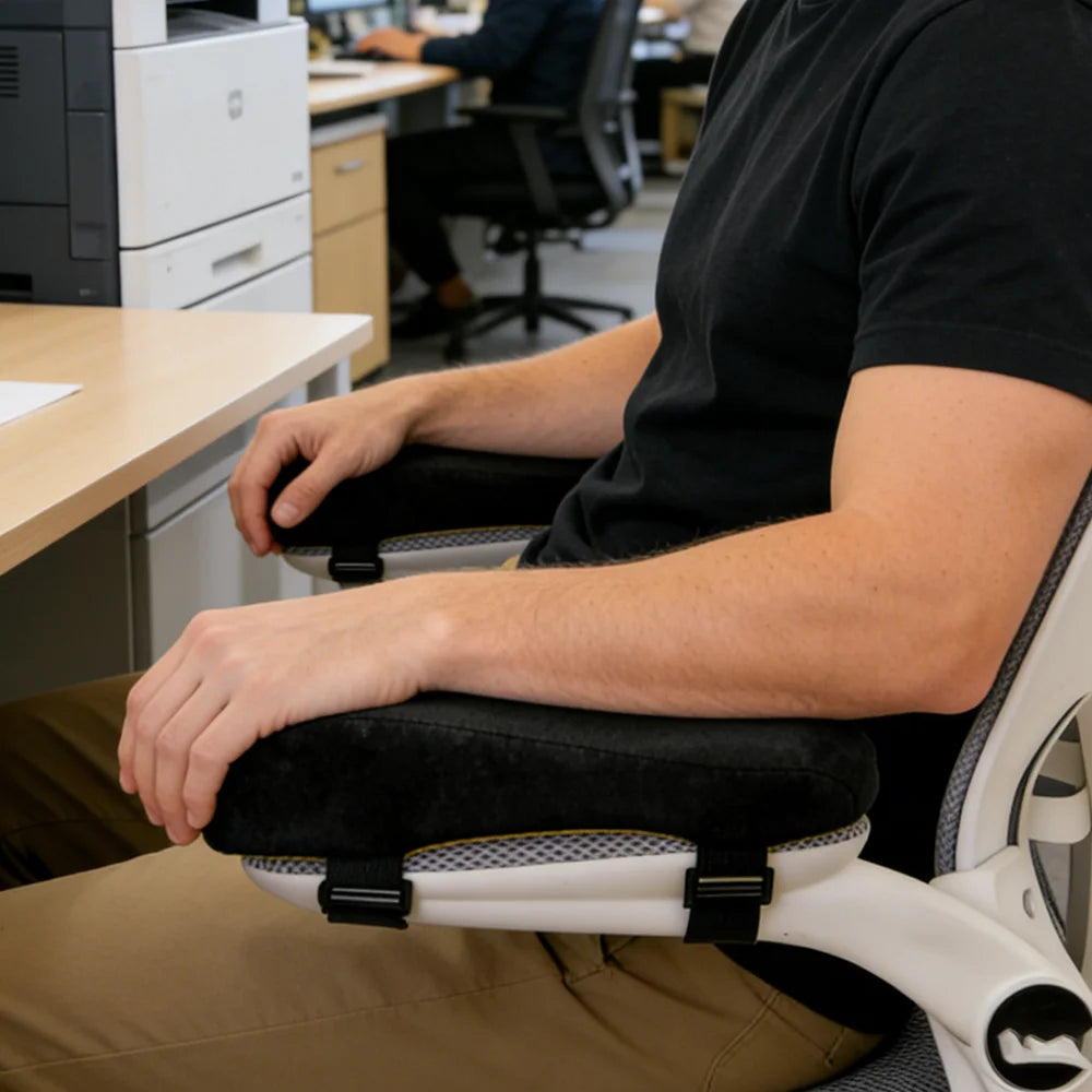 Paire de coussins d'accoudoir en mousse — fixation par sangle, chaise de bureau