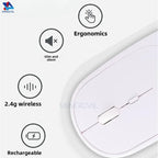 Souris Sans Fil Bluetooth Rechargeable – Silencieuse, Ergonomique et DPI Réglable