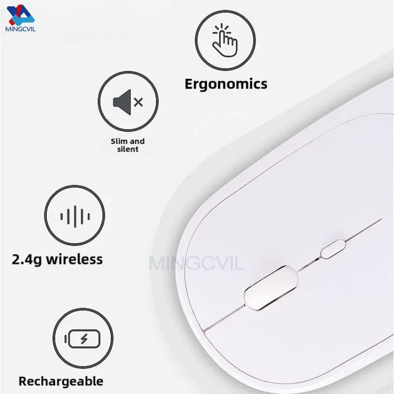 Souris Sans Fil Bluetooth Rechargeable – Silencieuse, Ergonomique et DPI Réglable