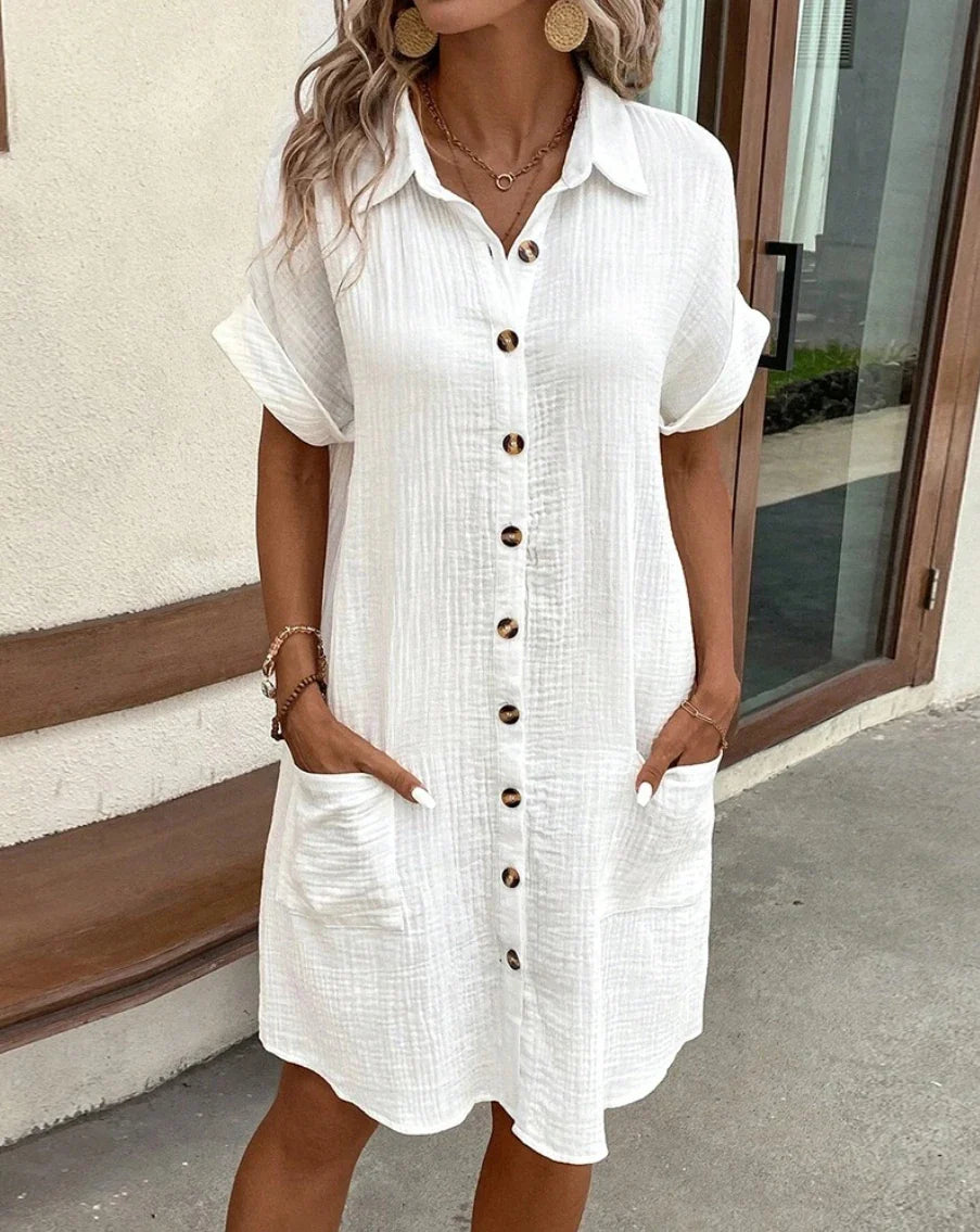 Vestido de gasa de algodón vintage para mujer