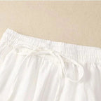 Pantalon Rétro en Coton & Lin Ample Femme - Mi-Saison