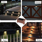4x Appliques LED solaires pour escaliers et clôtures