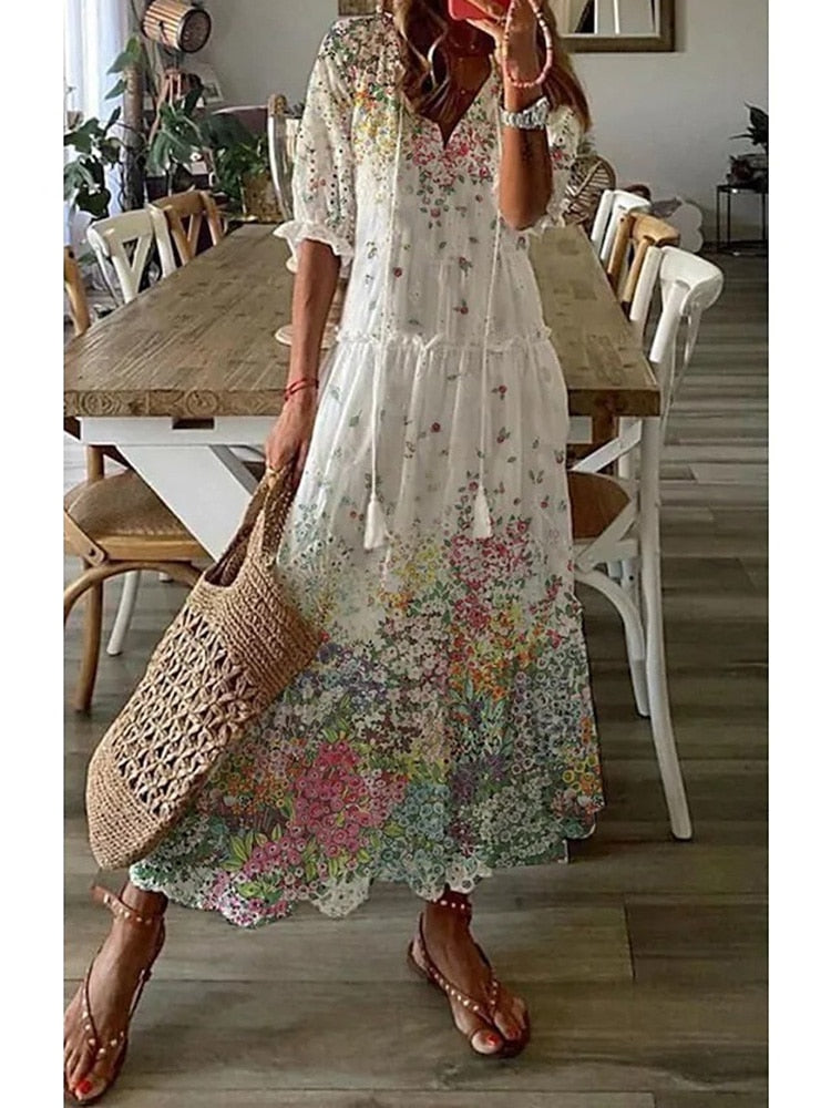 Women's Floral Print Long Summer Dress
