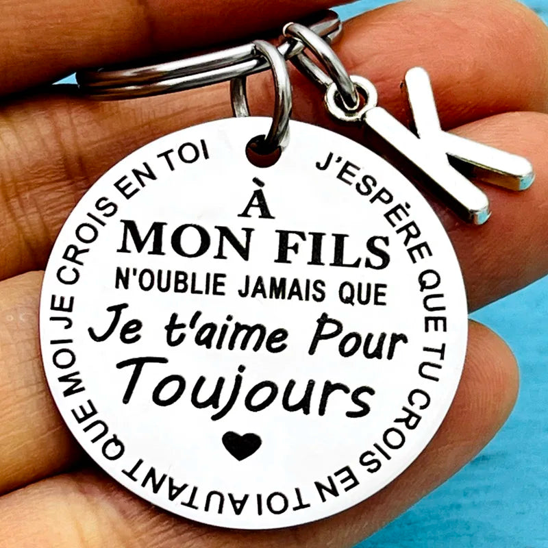 Porte-clé à offrir "Mon fils" avec initiale