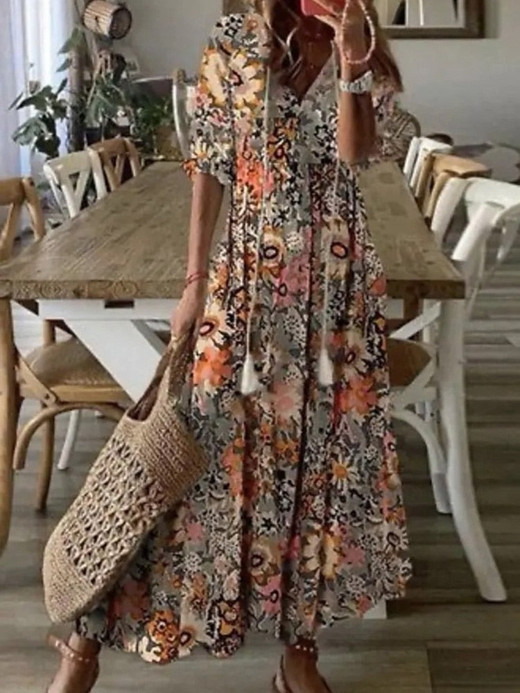 Women's Floral Print Long Summer Dress