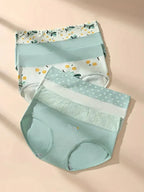 Pack de 4 Braguitas de Mujer de Talle Alto — algodón, transpirables, estampadas