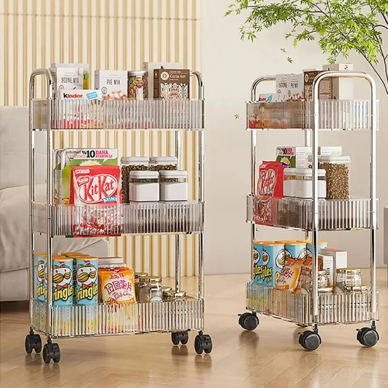 Desserte Organisatrice à Roulettes en ABS Strié - 3/4 Niveaux