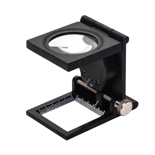 Loupe Compte-fils pliable Grossissement x10 avec échelle et LED - Étui