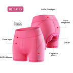 Short de cyclisme rembourré en gel 3D pour femme